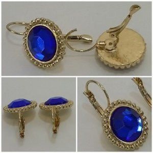 Leaverback Colored Crystal Earrings